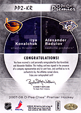 2007-2008 OPC Premier DUOS PP2-KR Alexander Radulov :: Ilya Kovalchuk