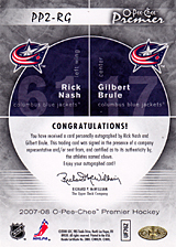 2007-2008 OPC Premier DUOS PP2-RG Gilbert Brule :: Rick Nash