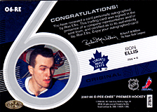 2007-2008 OPC Premier Original 6 Signatures O6-RE Ron Ellis
