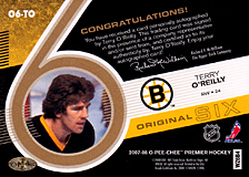 2007-2008 OPC Premier Original 6 Signatures O6-TO Terry O'Reilly