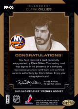 2007-2008 OPC Premier Penmanship PP-CG Clark Gillies