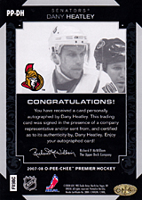 2007-2008 OPC Premier Penmanship PP-DH Dany Heatley