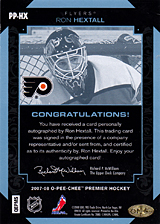 2007-2008 OPC Premier Penmanship PP-HX Ron Hextall