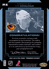 2007-2008 OPC Premier Penmanship PP-IK Ilya Kovalchuk