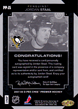 2007-2008 OPC Premier Penmanship PP-JS Jordan Staal