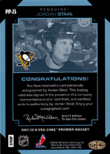 2007-2008 OPC Premier Penmanship PP-JS Jordan Staal
