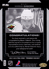 2007-2008 OPC Premier Penmanship PP-MG Marian Gaborik