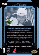 2007-2008 OPC Premier Penmanship PP-MG Marian Gaborik