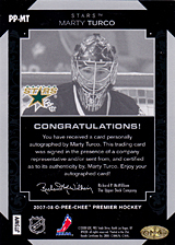 2007-2008 OPC Premier Penmanship PP-MT Marty Turco