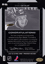 2007-2008 OPC Premier Penmanship PP-RG Ryan Getzlaf