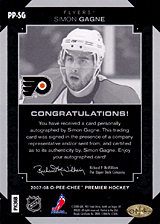 2007-2008 OPC Premier Penmanship PP-SG Simon Gagne