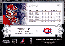 2007-2008 OPC Premier Regular Card 33 Patrick Roy