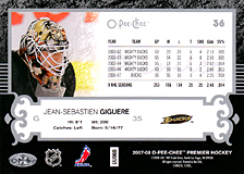 2007-2008 OPC Premier Regular Card 36 Jean-Sebastien Giguere