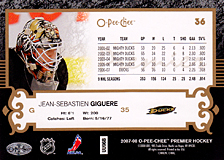 2007-2008 OPC Premier Regular Card 36 Jean-Sebastien Giguere