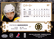 2007-2008 OPC Premier Regular Card 37 Patrice Bergeron