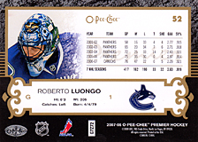 2007-2008 OPC Premier Regular Card 52 Roberto Luongo