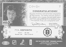 2007-2008 OPC Premier Regular Card 7 Phil Esposito