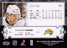 2007-2008 OPC Premier Regular Card 84 Thomas Vanek