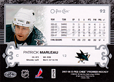 2007-2008 OPC Premier Regular Card 92 Patrick Marleau