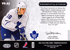 2007-2008 OPC Premier Remnants & Auto PR-AS Alexander Steen