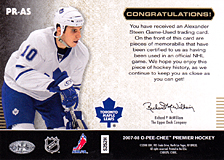 2007-2008 OPC Premier Remnants & Auto PR-AS Alexander Steen