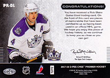 2007-2008 OPC Premier Remnants & Auto PR-BL Rob Blake