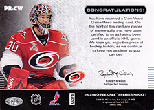 2007-2008 OPC Premier Remnants & Auto PR-CW Cam Ward