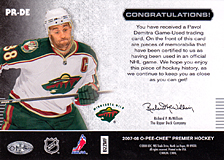 2007-2008 OPC Premier Remnants & Auto PR-DE Pavol Demitra