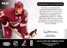 2007-2008 OPC Premier Remnants & Auto PR-EJ Ed Jovanovski