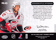 2007-2008 OPC Premier Remnants & Auto PR-ES Eric Staal