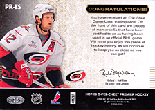 2007-2008 OPC Premier Remnants & Auto PR-ES Eric Staal