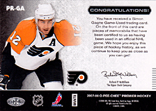 2007-2008 OPC Premier Remnants & Auto PR-GA Simon Gagne