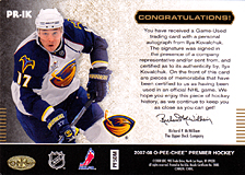 2007-2008 OPC Premier Remnants & Auto PR-IK Ilya Kovalchuk