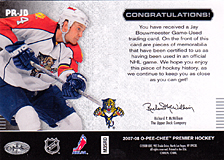 2007-2008 OPC Premier Remnants & Auto PR-JB Jay Bouwmeester