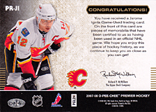2007-2008 OPC Premier Remnants & Auto PR-JI Jarome Iginla
