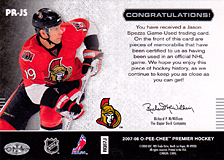 2007-2008 OPC Premier Remnants & Auto PR-JS Jason Spezza