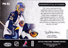 2007-2008 OPC Premier Remnants & Auto PR-KL Kari Lehtonen