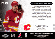 2007-2008 OPC Premier Remnants & Auto PR-LM Lanny McDonald