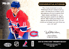 2007-2008 OPC Premier Remnants & Auto PR-LR Larry Robinson