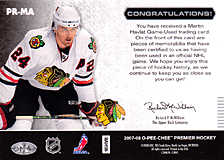 2007-2008 OPC Premier Remnants & Auto PR-MA Martin Havlat