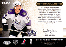 2007-2008 OPC Premier Remnants & Auto PR-MC Mike Cammalleri