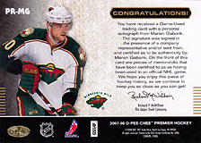 2007-2008 OPC Premier Remnants & Auto PR-MG Marian Gaborik