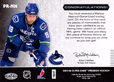 2007-2008 OPC Premier Remnants & Auto PR-MN Markus Naslund
