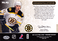 2007-2008 OPC Premier Remnants & Auto PR-MS Marc Savard
