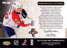 2007-2008 OPC Premier Remnants & Auto PR-NH Nathan Horton