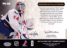 2007-2008 OPC Premier Remnants & Auto PR-OK Olaf Kolzig