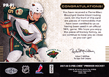 2007-2008 OPC Premier Remnants & Auto PR-PI Pierre-Marc Bouchard