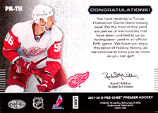 2007-2008 OPC Premier Remnants & Auto PR-TH Tomas Holmstrom