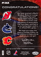 2007-2008 OPC Premier Remnants Triples PT-BLK Martin Brodeur :: Miikka Kiprusoff  :: Roberto Luongo