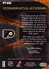 2007-2008 OPC Premier Remnants Triples PT-GBL Daniel Briere :: Joffrey Lupul  :: Simon Gagne